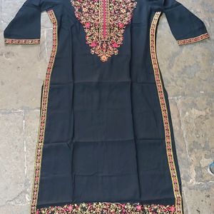 Black Heavy Kashmiri Embroidered Kurti