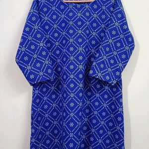 Blue Bandhani Kurta With Duppatta