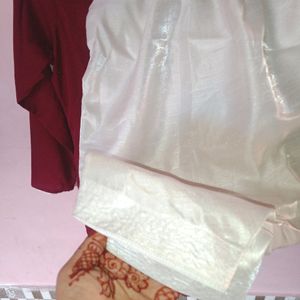 🆕Maroon Colour Kurta With White Samosa Salwar