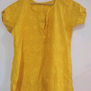 Chikankari Yellow Kurti 💛