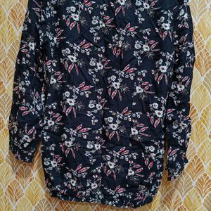 Casual Office Wear Black Floral Top