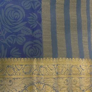 Blue Colour With Gold Border Georgette Saree