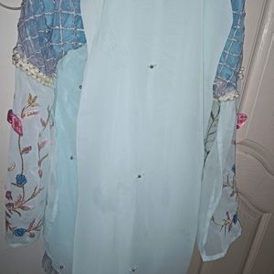 Sky Blue Kurti With Full Sleeves