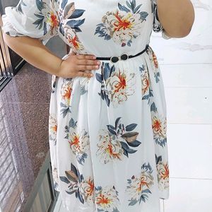 Floral printed flared Dress