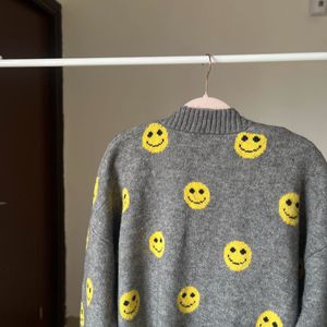 All Over Smile Grey Cardigan 😊