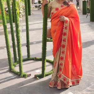 Festive Wear Orange 🧡 Saree