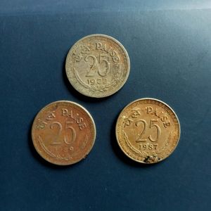 Rare 25 paise coins - 3 nos.