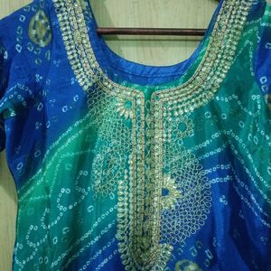 Blue Green Salwar Kameez Set