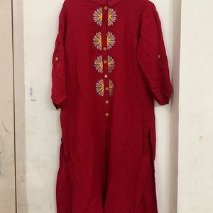 Red Kurta, Size-L,M, Excellent Condition., Cotton