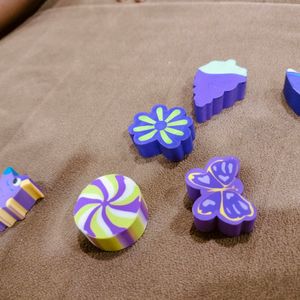 6 Beautiful LAVENDER PURPLE Erasers!!