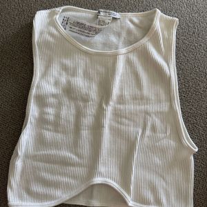 ZARA White Ribbed Tank Top