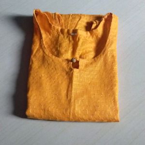 mango orange sleeveless kurti