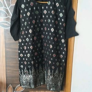 Black Kurti With Multiple Colours Work