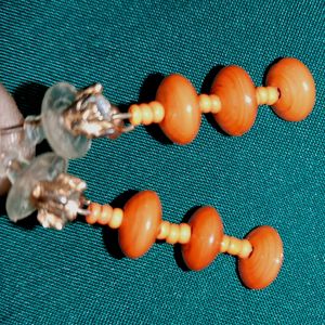 Orange Stone JHUMKI with White Ston