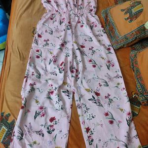 Light Pink Coloured Floral Print Jumpsuit