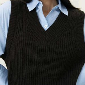 H&M Black Oversized rib-knit sweater vest