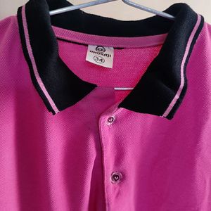 Pink Polo Type Tshirt With Collor