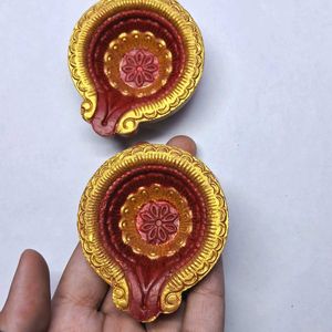 Golden & Red Color Diyas