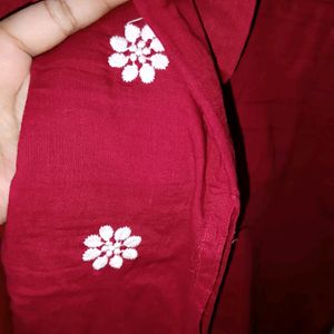 Maroon Chikankari Kurta +Freebie😍❤