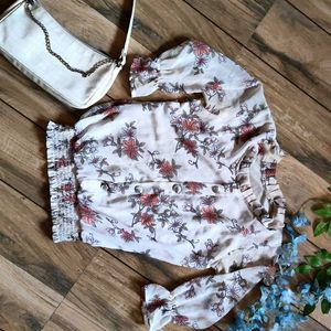 White Top With Floral Design