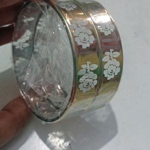 Beautiful Flower Printing Glass Bangle