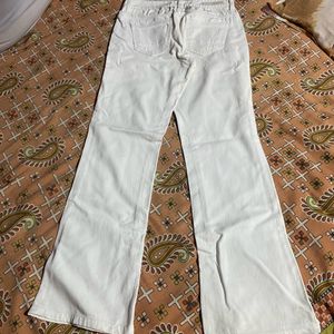 White Low Waist Bootcut Jeans