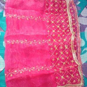 Beautiful Pink Organza Fabric Dupatta 💖💖💖