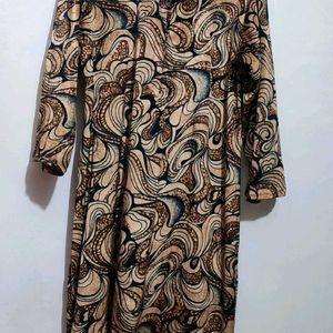 Brown Printed Winter Kurti For 42 Bust