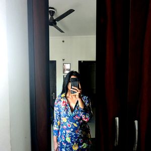 Beautiful Peacock Print Blue Top In 79 Sale