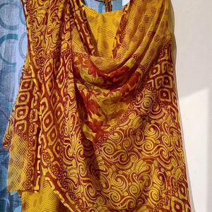 Beautiful Yellow Dress With Patiala Pant