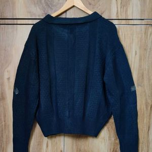 Dark Blue Front Open Sweater Size-44-46