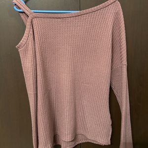 Cute Ribbed Mauve Sweater