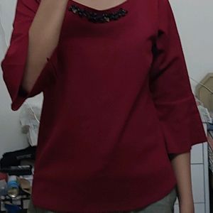 Textured Maroon Top