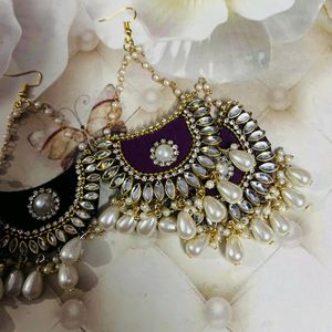 New Party Wear Earrings Colour Black & Purple