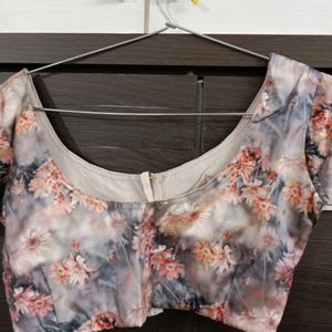 Pale Brown Flower Design Blouse