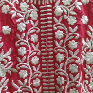 Beautiful Red And White Combination Kurti