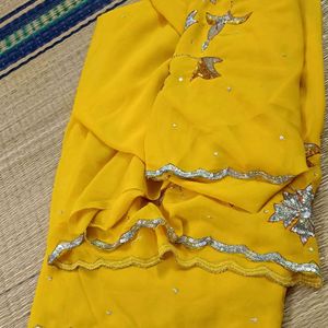 Mustard Color Stone Heavy Work Saree