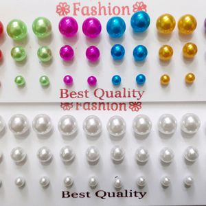 New Designer 3 Dozen Multi colour and White Round Pearl Earringd 36 Set Earring  Stud For Girls  Women Fashion School Children Kids College Girls ladies fashion stud earrings