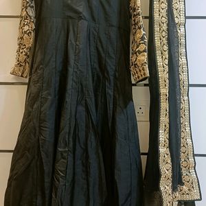 Beautiful Black Heavy Anarkali With Dupatta