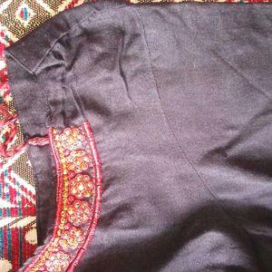 Beautiful black kurti with red work design