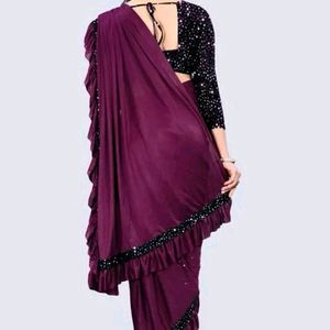 New/ Unused/ Ready To Wear Ruffle Saree With Blous