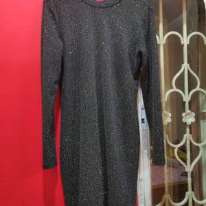 Black Shimmer Bodycon Dress In Size L