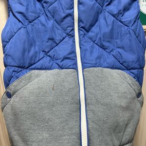 NII Quilted Sleeveless Blue Hooded Jacket