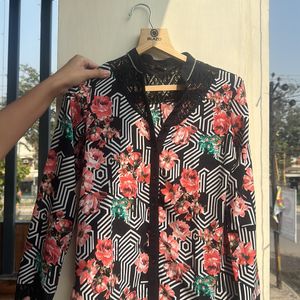 Madame Floral Black Shirt Top