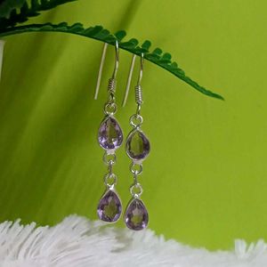 Pure Sterling Silver With Amethyst Dangle