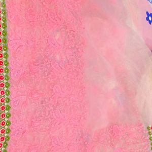 Beautiful  Light Pink Net Saree