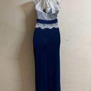 Korean Long Navy Blue Designer Gown