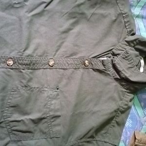 Denim dark olive green casual shirt