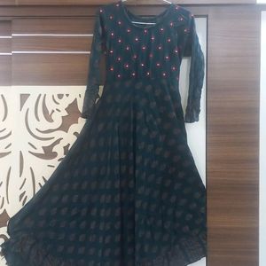 Anarkali Green Long Kurti