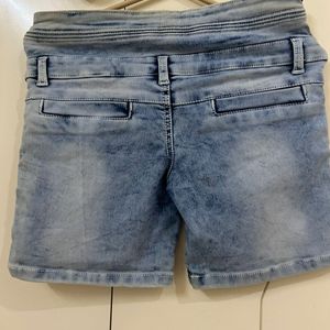 Blue Denim High-waist Shorts